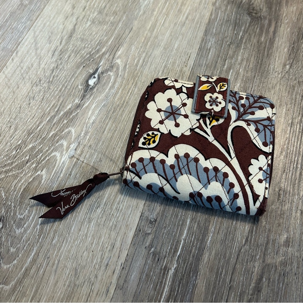 Vera Bradley Opera Mini Wallet Slate Blooms Pattern NWOT Quilted Cotton Vintage